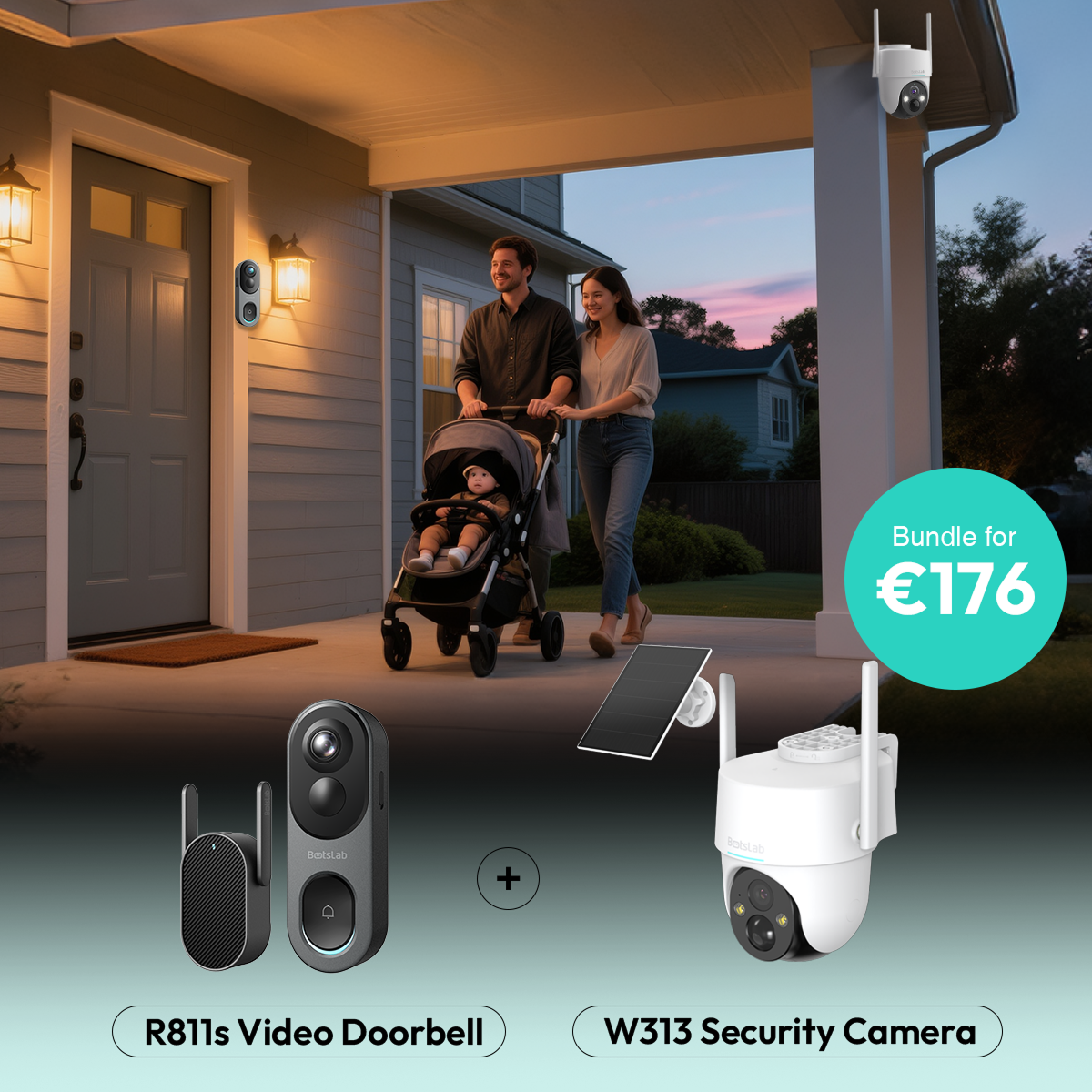 Botslab W313 Security Camera + R811s Video Doorbell Bundle
