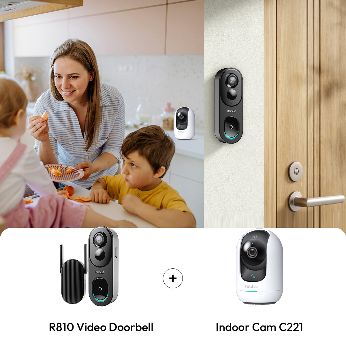 Smart Home Bundle- Botslab Video Doorbell R810 & Indoor Security Camera C221