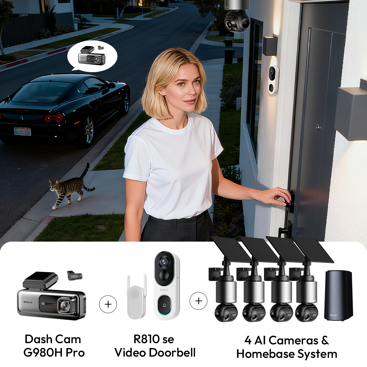G980H Pro + R810 SE + W510 (1 HomeBase + 4 Cams) Home Security Bundle