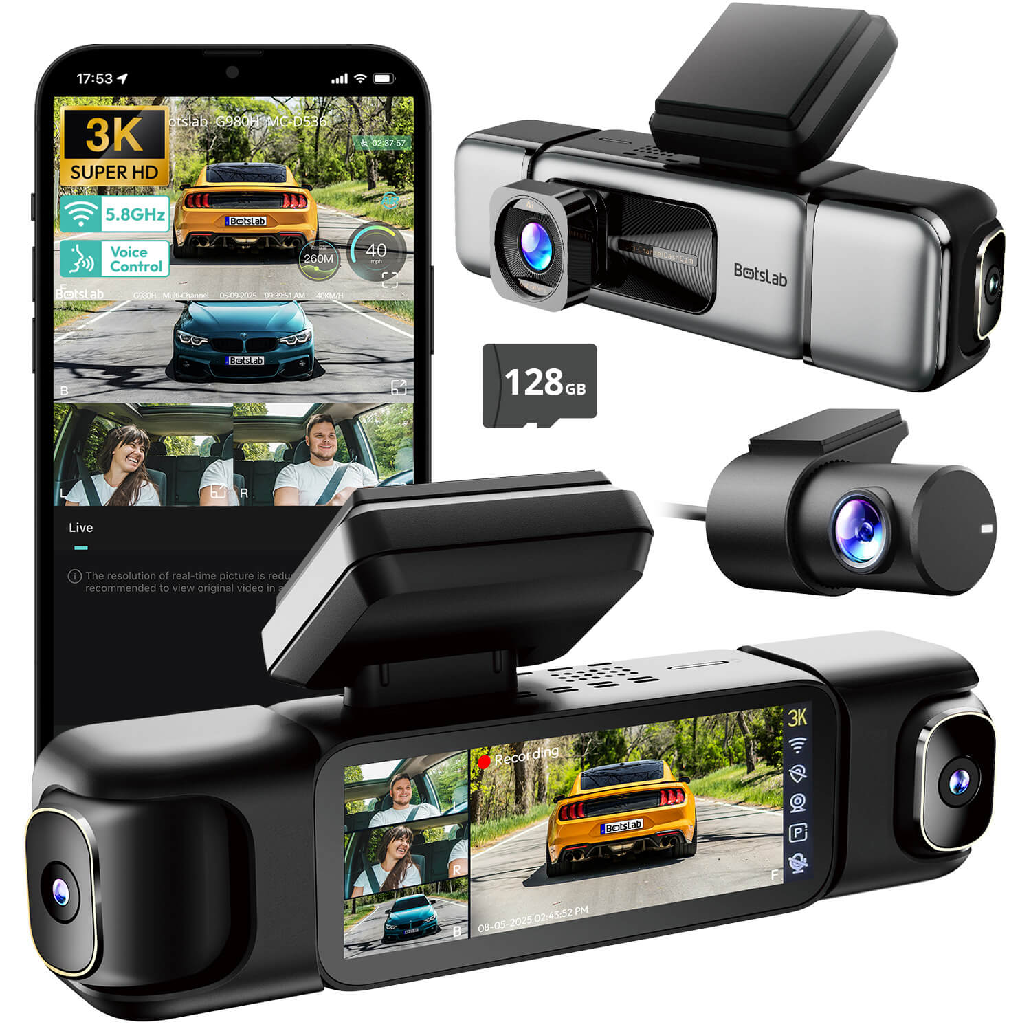 Botslab Dash Cam G980H Multi-Channel- 4 Cameras