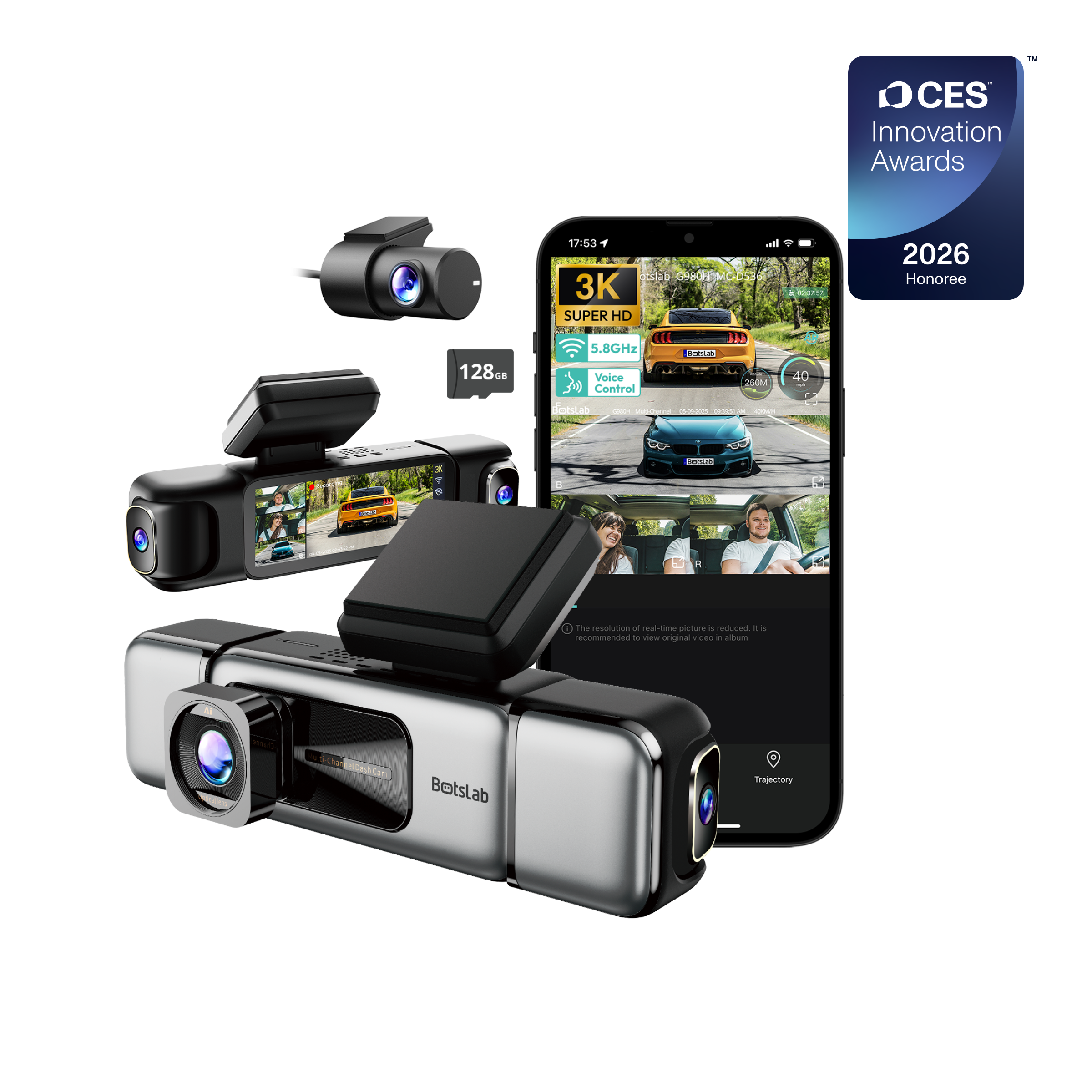 Botslab Dash Cam G980H Multi-Channel- 4 Cameras