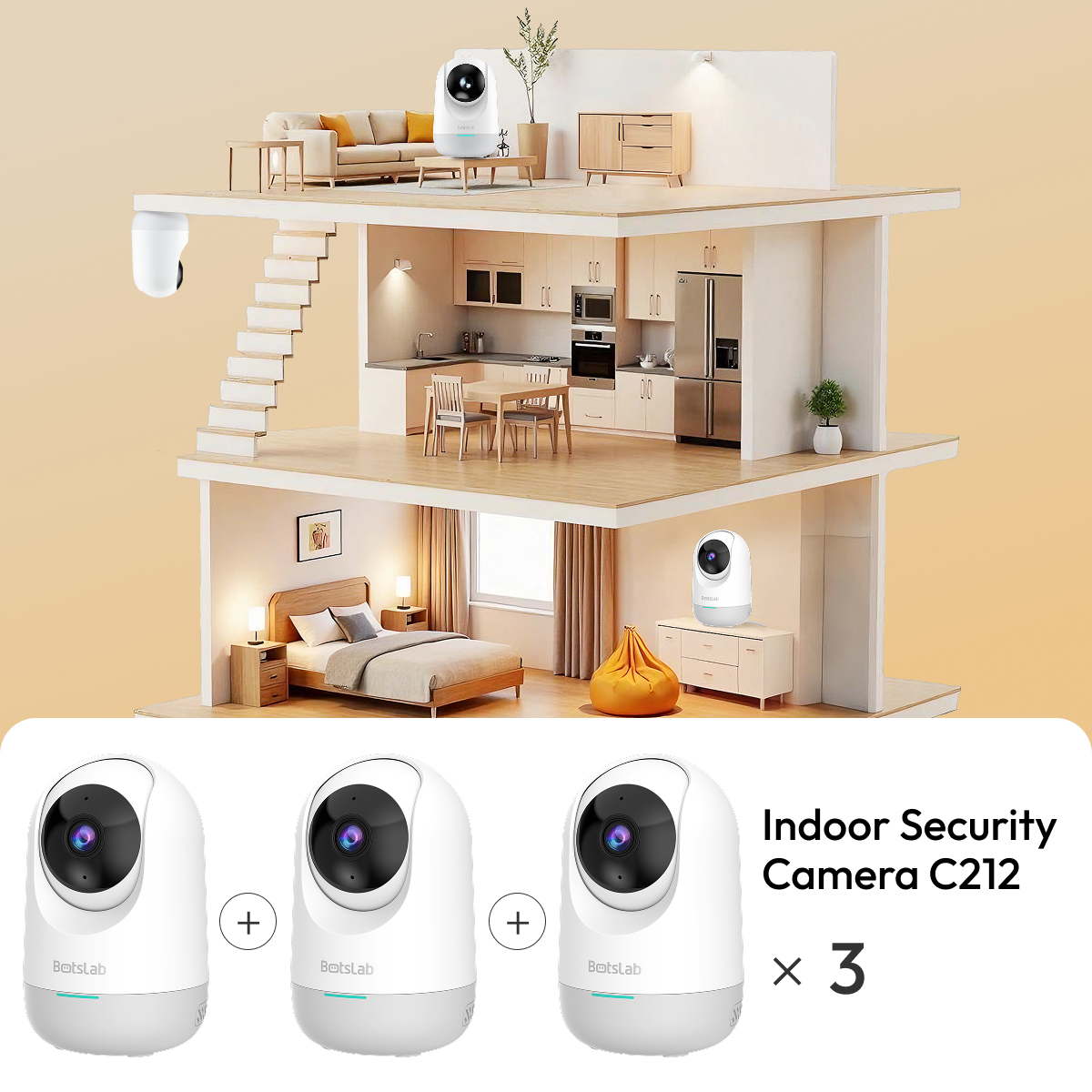 Botslab Indoor Security Camera C212×3 Pack