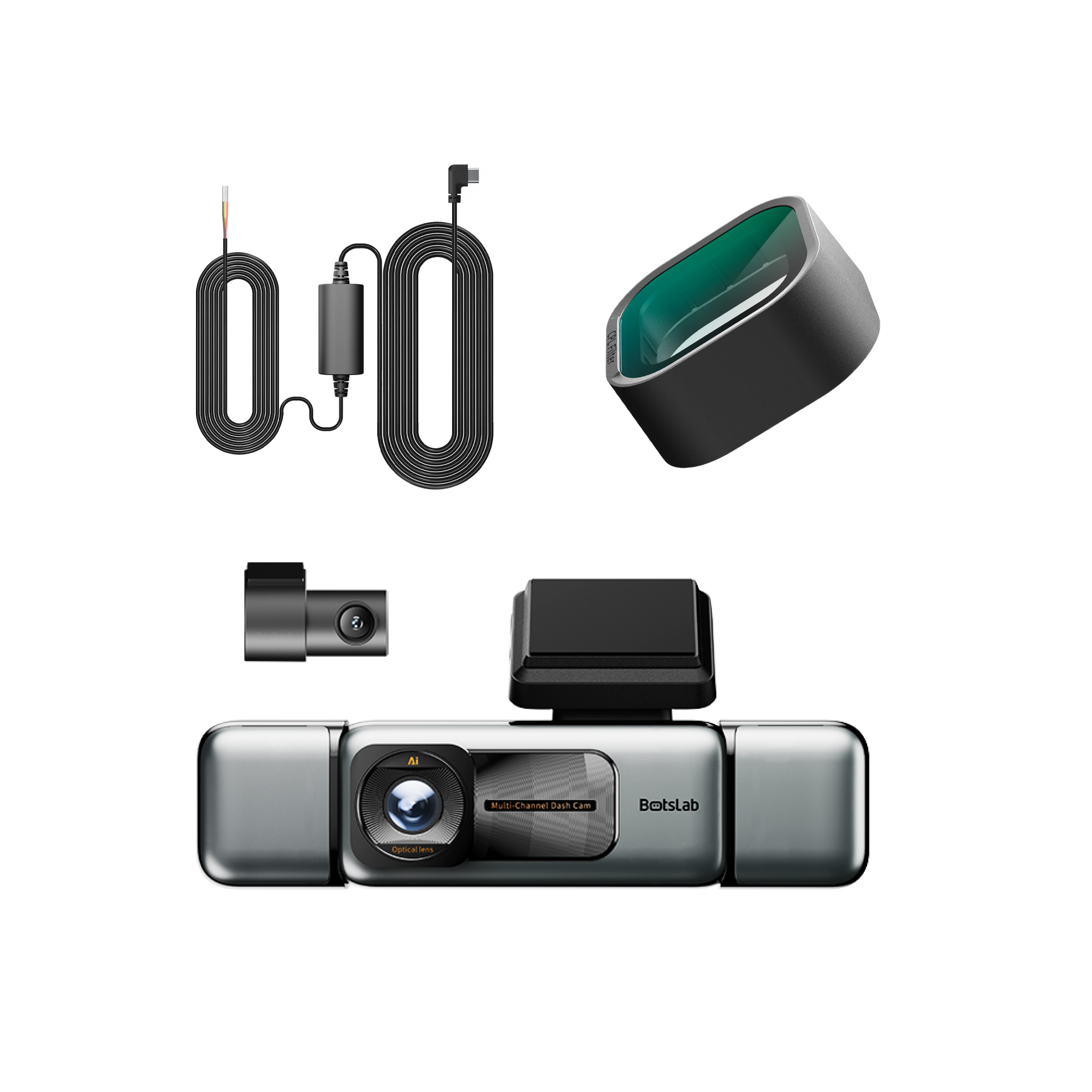 G980H 4-Camera Dash Cam Bundle: CPL Filter & Type-C Hardwire Kit