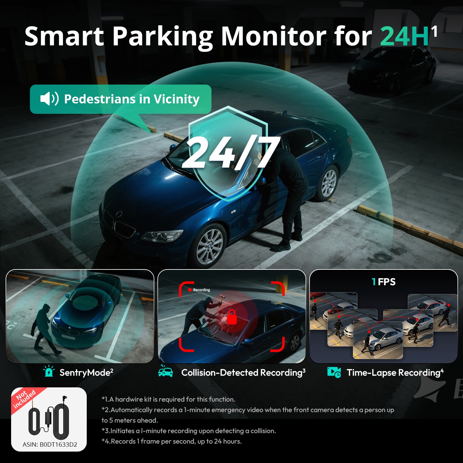 Botslab Dash Cam G980H Multi Channel-3 Cameras