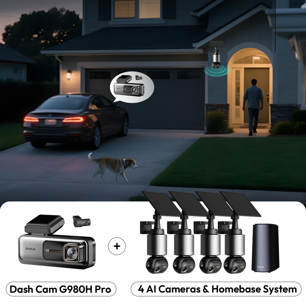 Botslab  Dash Cam G980H Pro + W510 4-Cam Security Kit Bundle