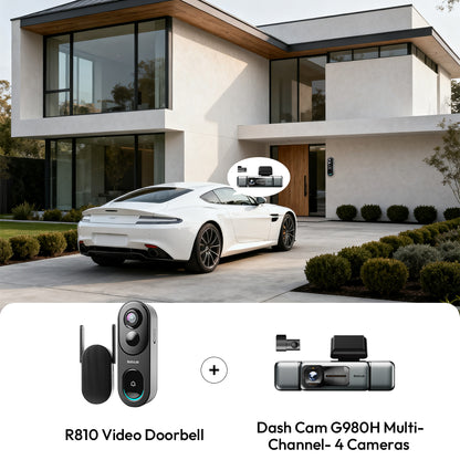 Botslab G980H 4-Channel  Dash Cam & Video Doorbell R810 Bundle