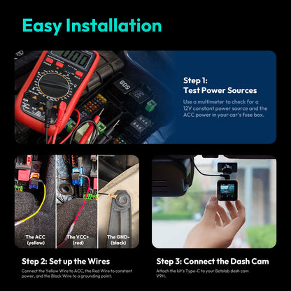 Hardwire Kit Type C Exclusive for BOTSLAB Dash Cam G980H Pro/ G980H