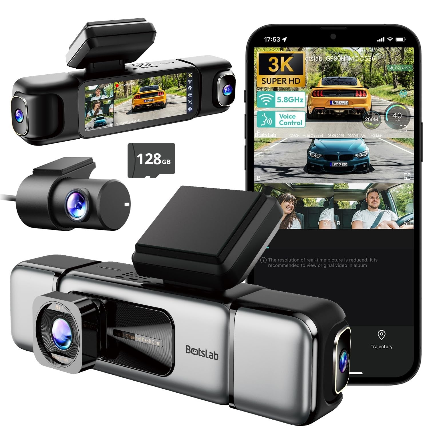 Botslab Dash Cam G980H Multi-Channel- 4 Cameras