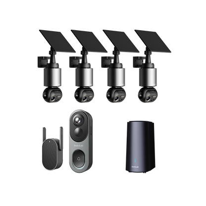 Video Doorbell R810 + 4 AI Cameras Homebase System W510  Home Security Bundle